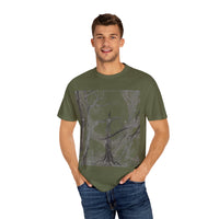 Nature-Inspired Unisex Garment-Dyed T-Shirt with Artistic Tree Design