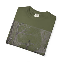 Nature-Inspired Unisex Garment-Dyed T-Shirt with Artistic Tree Design
