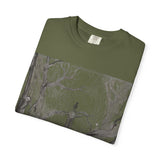 Nature-Inspired Unisex Garment-Dyed T-Shirt with Artistic Tree Design