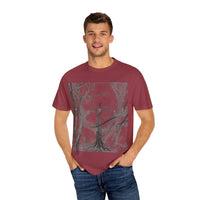 Nature-Inspired Unisex Garment-Dyed T-Shirt with Artistic Tree Design