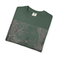 Nature-Inspired Unisex Garment-Dyed T-Shirt with Artistic Tree Design