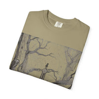 Nature-Inspired Unisex Garment-Dyed T-Shirt with Artistic Tree Design