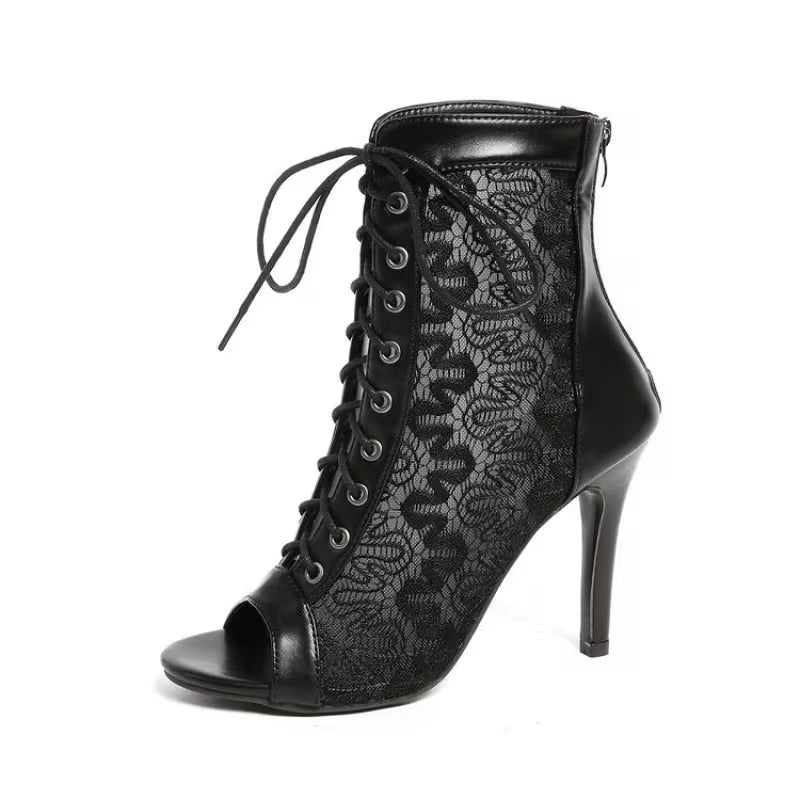 Women's Elegant Lace-Up Heeled Booties