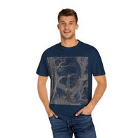 Nature-Inspired Unisex Garment-Dyed T-Shirt with Artistic Tree Design
