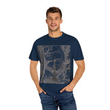 Nature-Inspired Unisex Garment-Dyed T-Shirt with Artistic Tree Design
