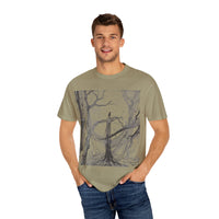 Nature-Inspired Unisex Garment-Dyed T-Shirt with Artistic Tree Design