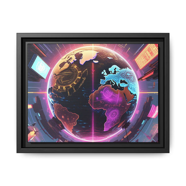 Vibrant Globe Wall Art – Framed Matte Canvas for Modern Decor