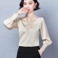 Women's Lace-Trim Satin Blouse