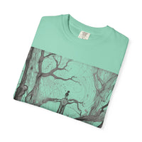 Nature-Inspired Unisex Garment-Dyed T-Shirt with Artistic Tree Design