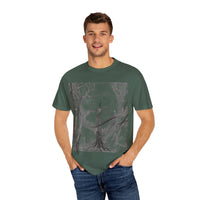 Nature-Inspired Unisex Garment-Dyed T-Shirt with Artistic Tree Design