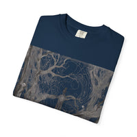 Nature-Inspired Unisex Garment-Dyed T-Shirt with Artistic Tree Design