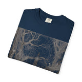 Nature-Inspired Unisex Garment-Dyed T-Shirt with Artistic Tree Design
