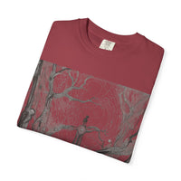 Nature-Inspired Unisex Garment-Dyed T-Shirt with Artistic Tree Design