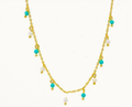 Sterling Silver Gold Vermeil Turquoise and Pearl Beaded Necklace
