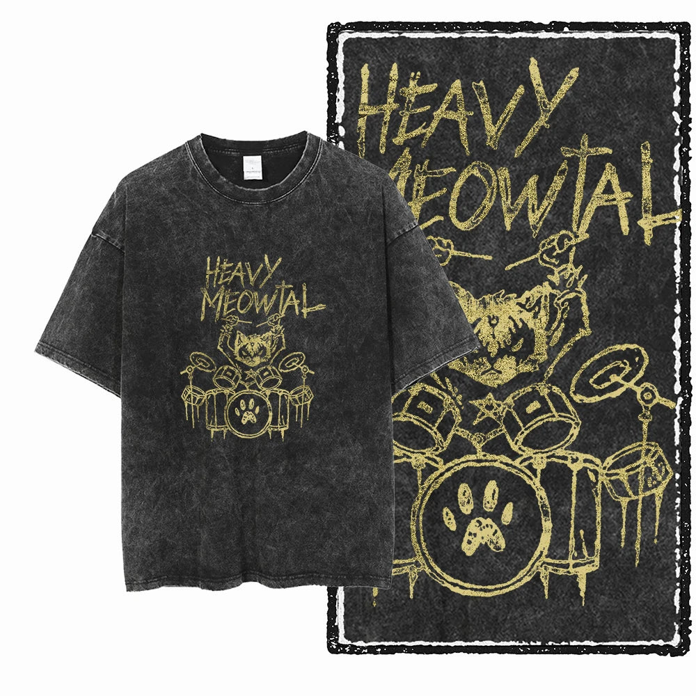 McGregor Clan COOLMIND Cat Acid-Wash Graphic Tee