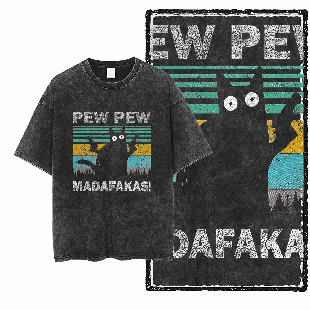 McGregor Clan COOLMIND Cat Acid-Wash Graphic Tee