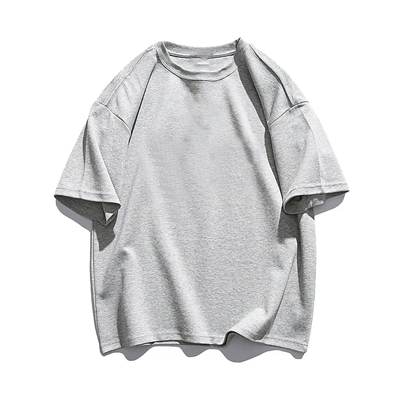 Oversized cotton tee in grey, flat lay front view