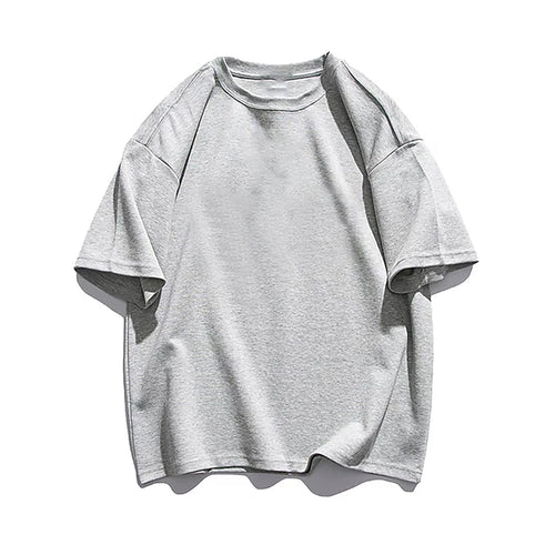 Oversized cotton tee in grey, flat lay front view