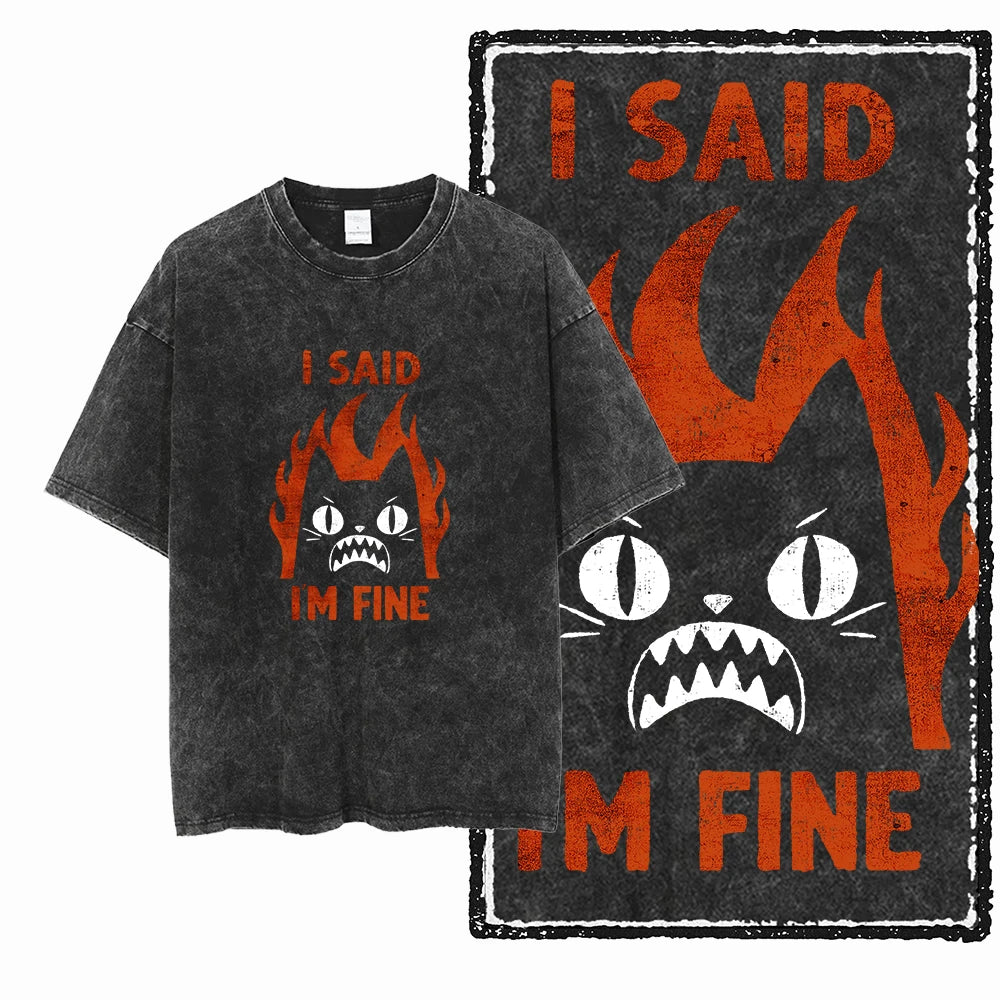 McGregor Clan COOLMIND Cat Acid-Wash Graphic Tee