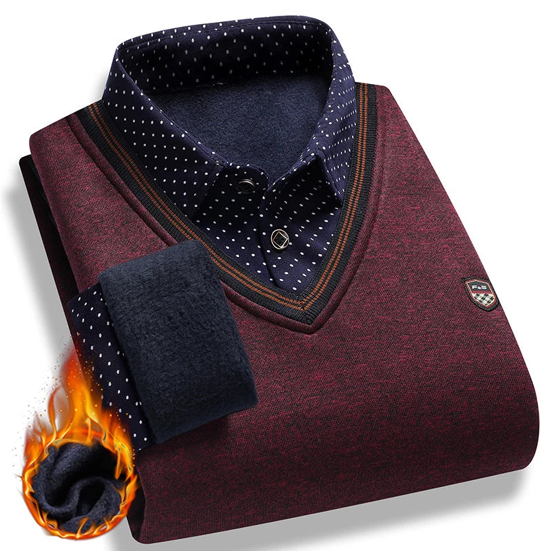 McGregor Clan Plush Polo-Collar Fleece Sweater