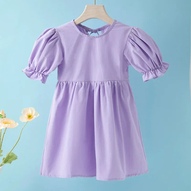 Girls cotton dress, back view
