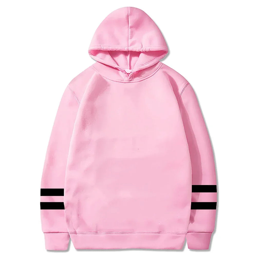 Striped-sleeve pullover hoodie, alternate product view