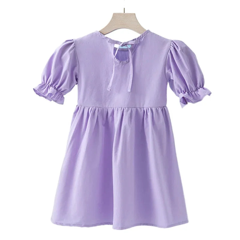 Girls cotton party dress, side view