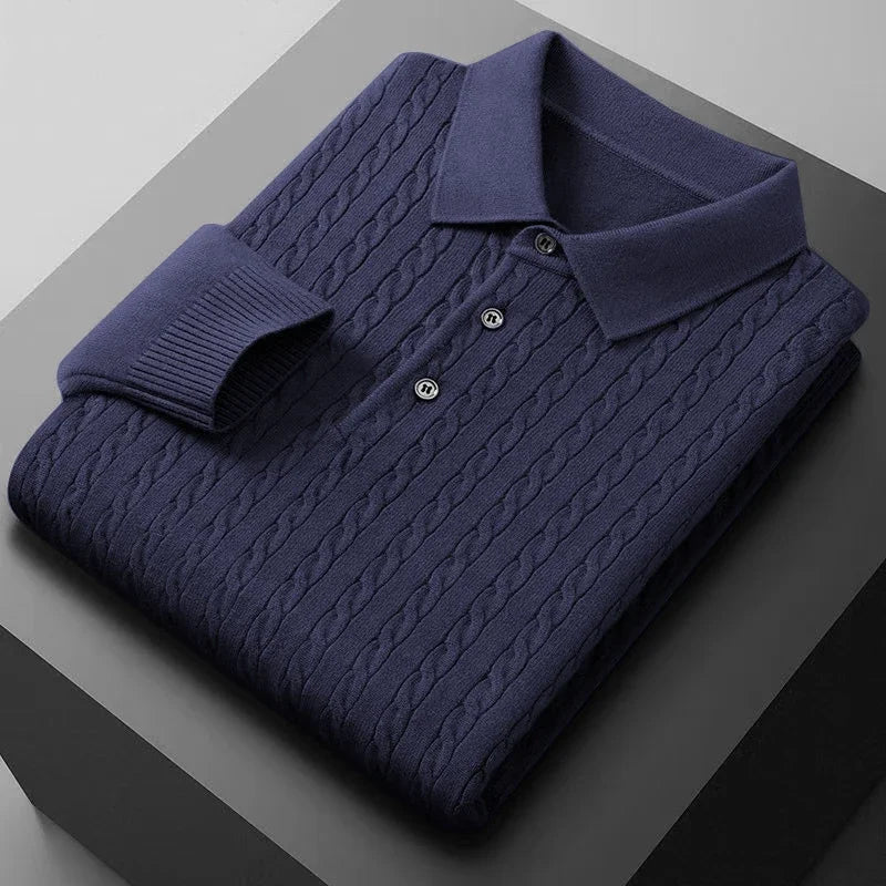McGregor Clan Cable-Knit V-Neck Polo Sweater