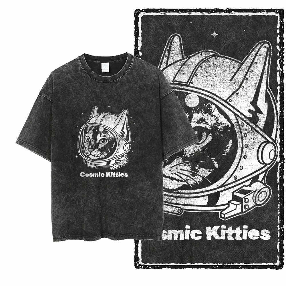 McGregor Clan COOLMIND Cat Acid-Wash Graphic Tee