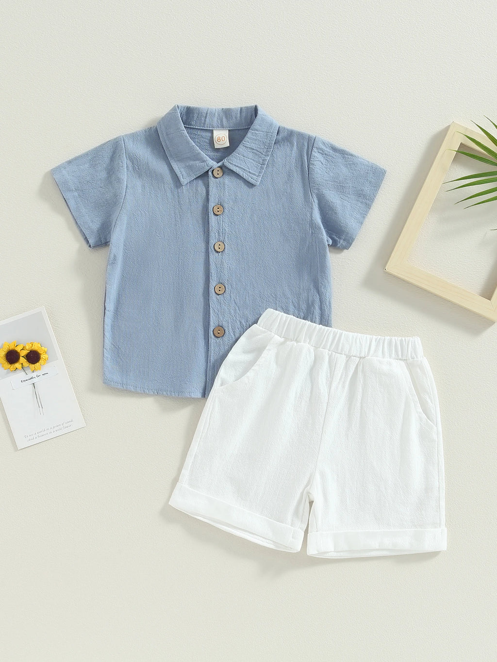 Toddler cotton two-piece set, top detail