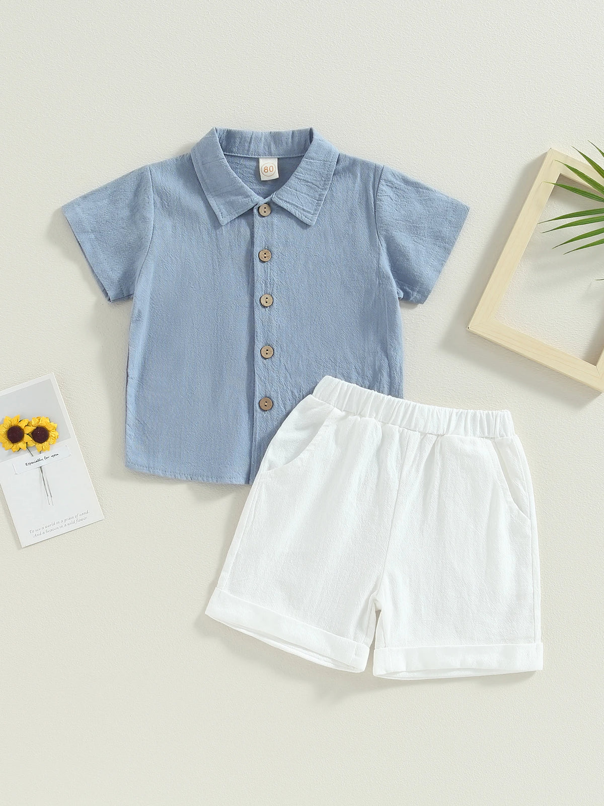 Toddler cotton two-piece set, top detail