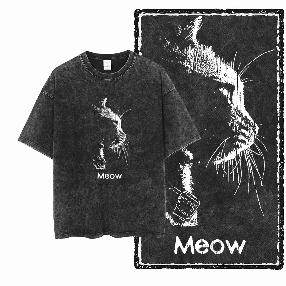 McGregor Clan COOLMIND Cat Acid-Wash Graphic Tee