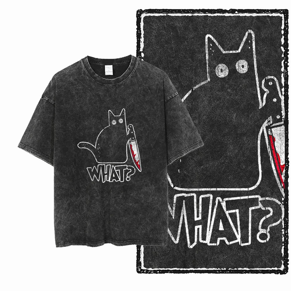 McGregor Clan COOLMIND Cat Acid-Wash Graphic Tee
