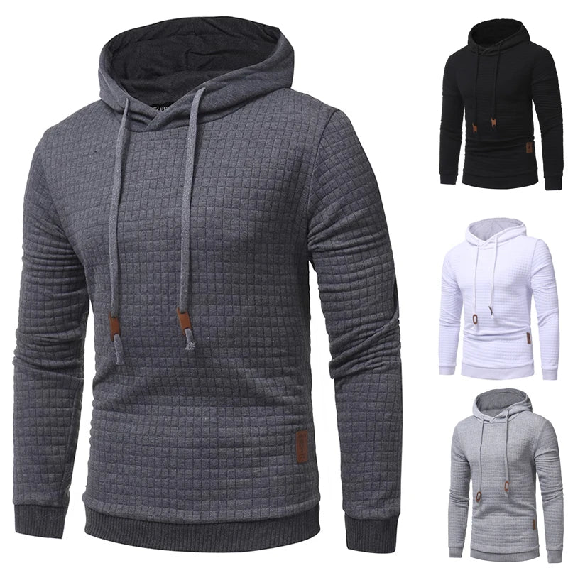 Quilted pullover hoodie in grey with available colour options