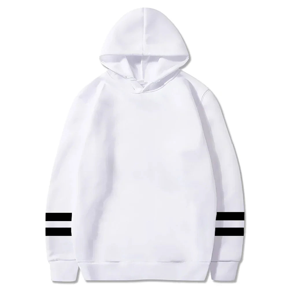 Striped-sleeve pullover hoodie, additional product view