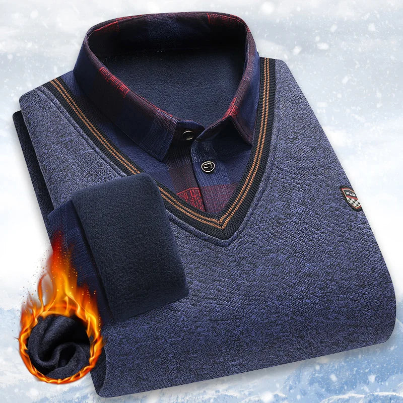 McGregor Clan Plush Polo-Collar Fleece Sweater