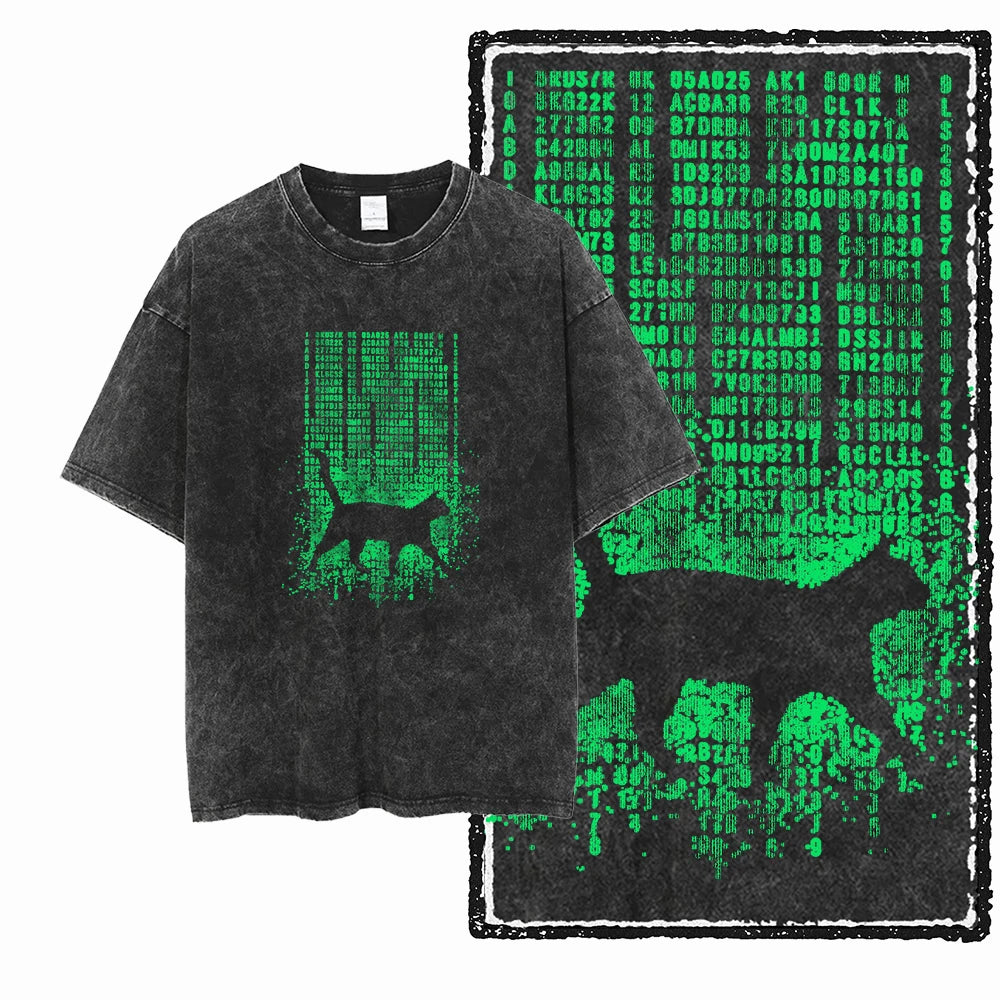 McGregor Clan COOLMIND Cat Acid-Wash Graphic Tee