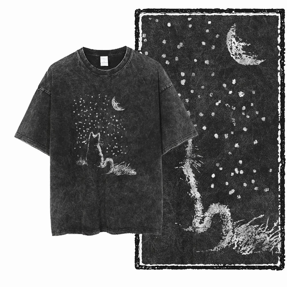 McGregor Clan COOLMIND Cat Acid-Wash Graphic Tee