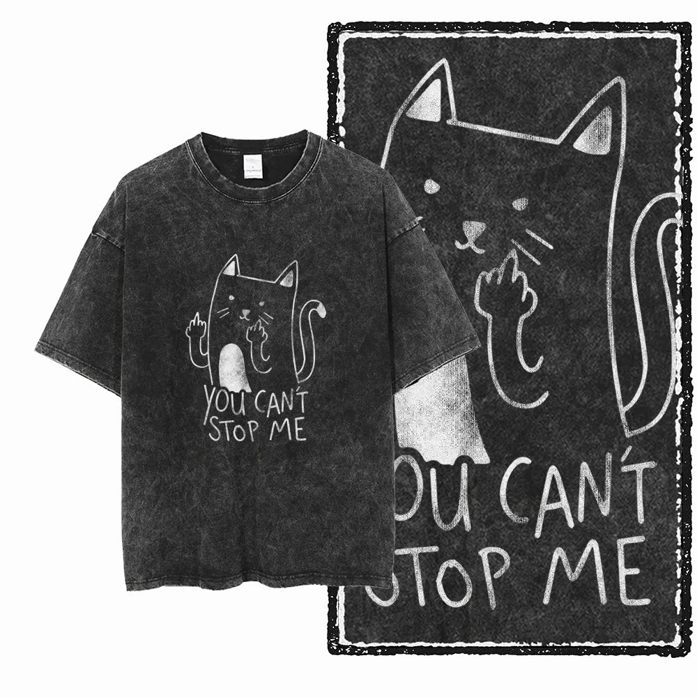 McGregor Clan COOLMIND Cat Acid-Wash Graphic Tee