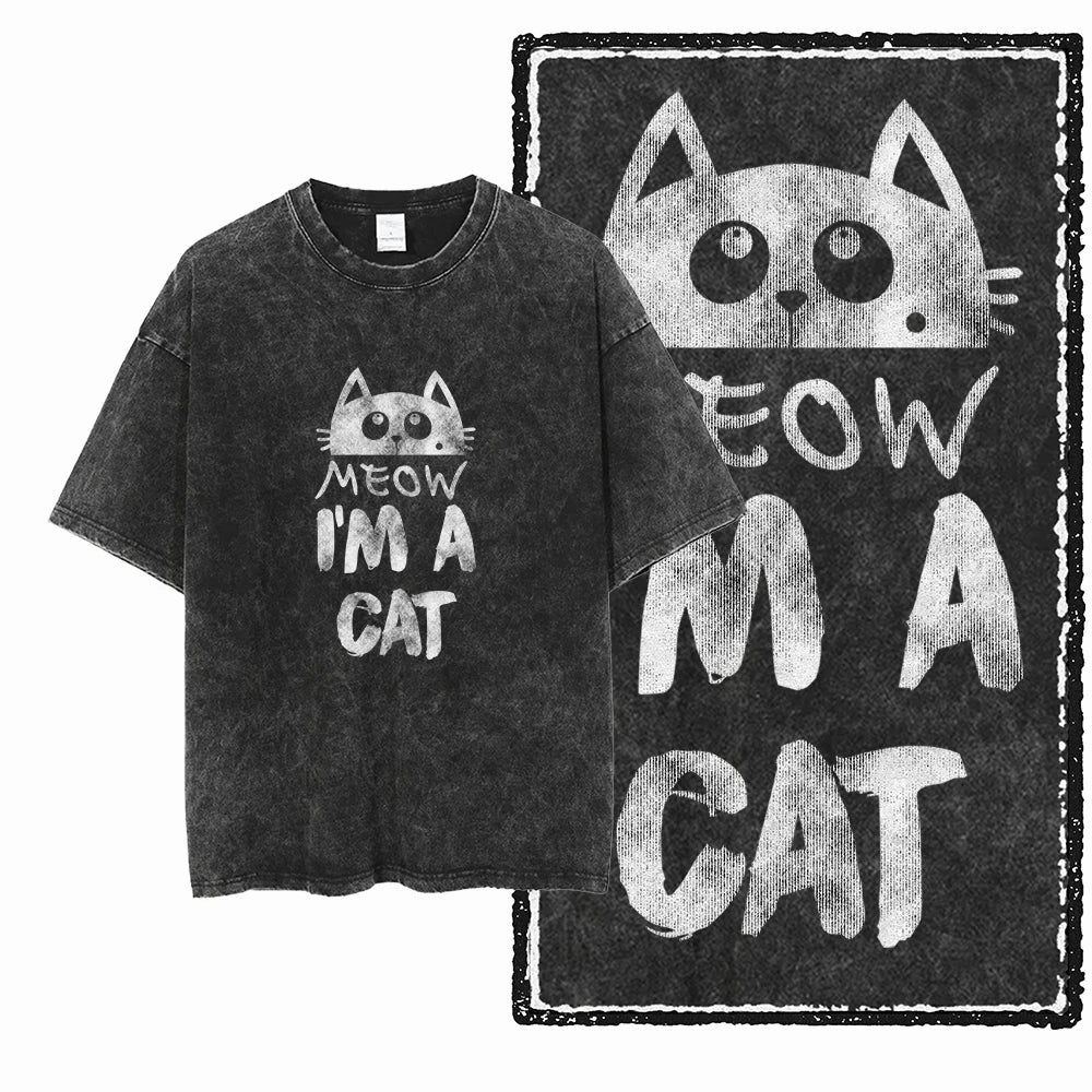 McGregor Clan COOLMIND Cat Acid-Wash Graphic Tee
