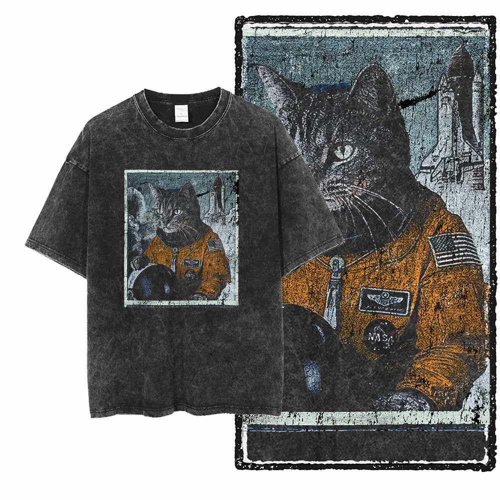 McGregor Clan COOLMIND Cat Acid-Wash Graphic Tee