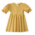 Girls solid cotton party dress, short sleeves, front view