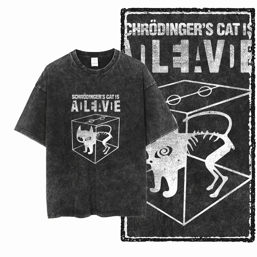 McGregor Clan COOLMIND Cat Acid-Wash Graphic Tee