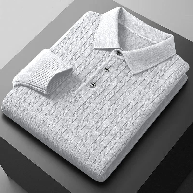 McGregor Clan Cable-Knit V-Neck Polo Sweater