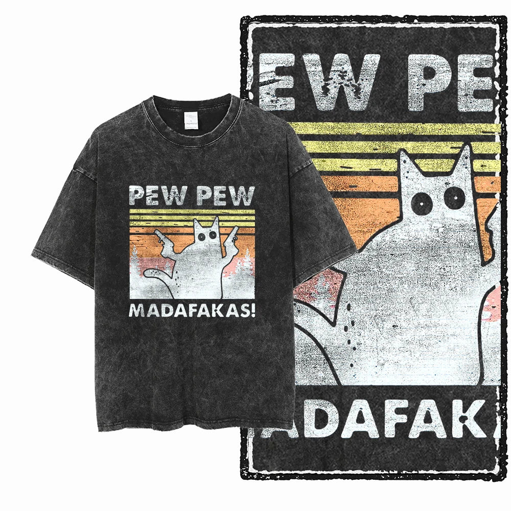 McGregor Clan COOLMIND Cat Acid-Wash Graphic Tee