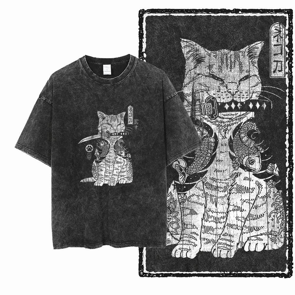 McGregor Clan COOLMIND Cat Acid-Wash Graphic Tee