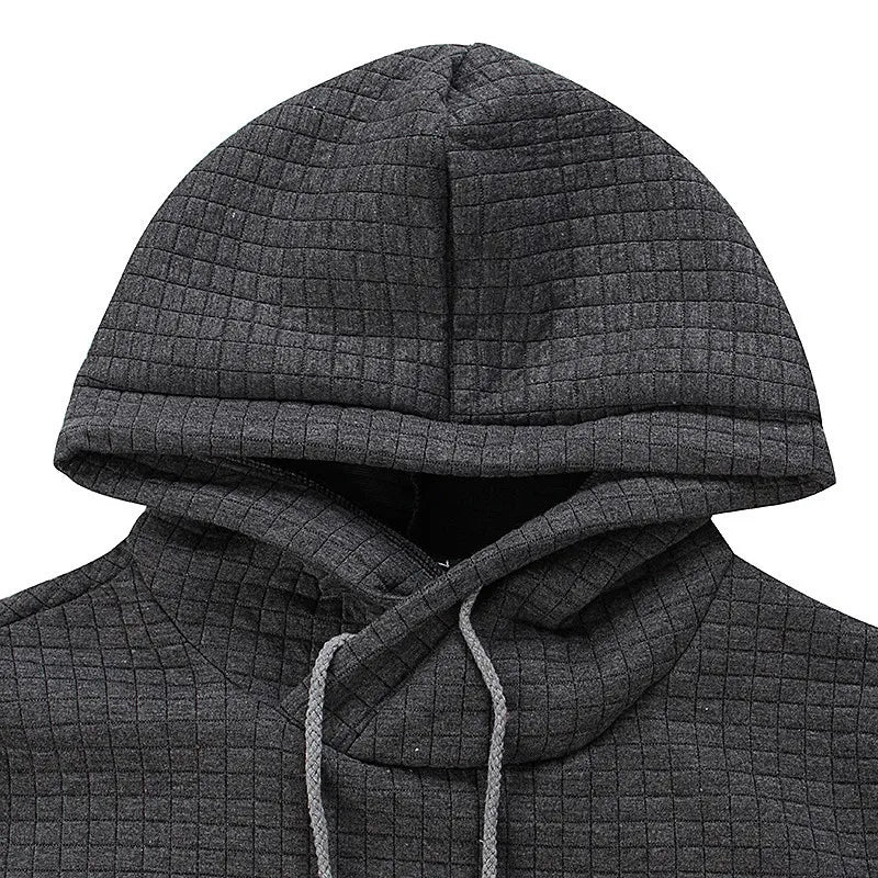 Close-up of the quilted hood and drawstrings