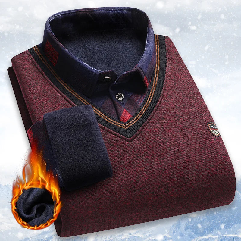 McGregor Clan Plush Polo-Collar Fleece Sweater