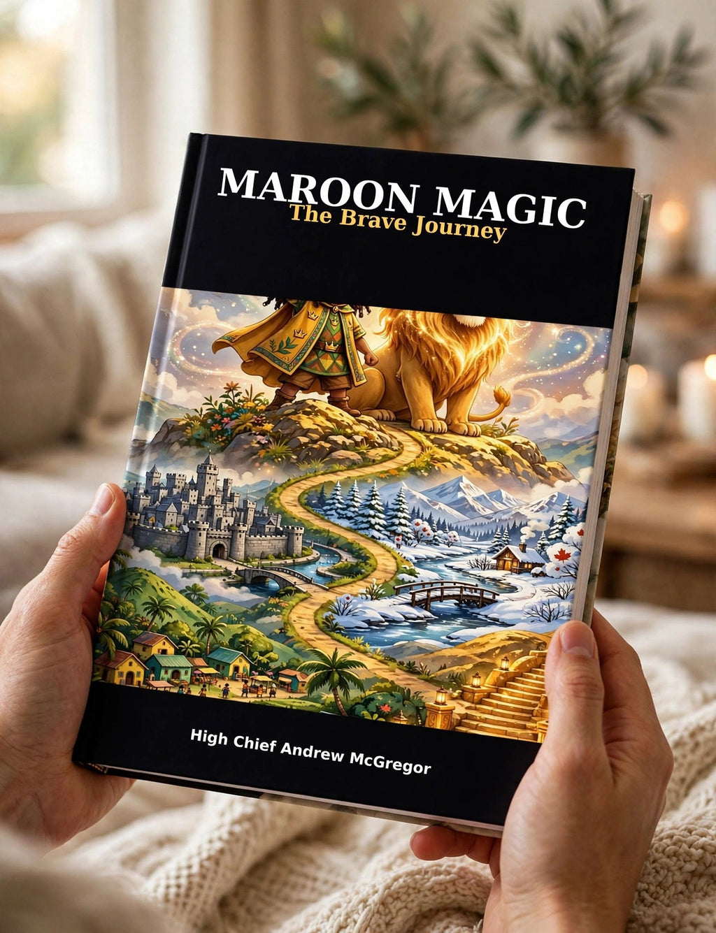Hands holding Maroon Magic: The Brave Journey book