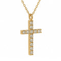 10K Yellow Gold CZ Pave Cross Necklace